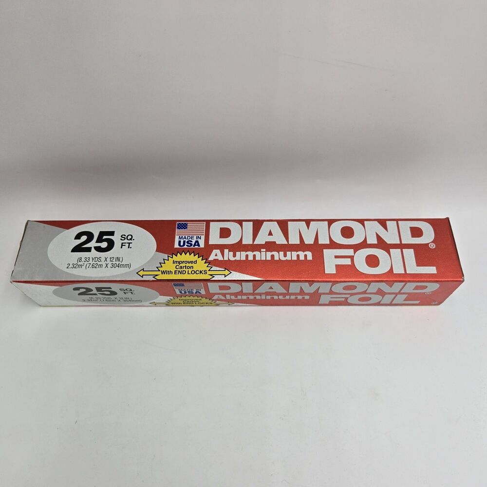 Vintage Diamond Aluminum Foil 25 Sq Ft Box Made in USA 80s Retro Kitchen
